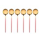 Jogo 6 Colheres de Sobremesa Slim Bicolor Inox Dourado 18,5cm Cabo Rosa Jogo 6 Colheres de Sobremesa Slim Bicolor Inox Dourado 18,5cm Cabo Rosa