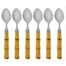 Jogo 6 Colheres para Chá Sobremesa Café 16cm Aço Inox Cabo de Bambu Natural.