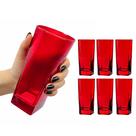 Jogo 6 Copos Alto De Vidro Grosso 280ml Quadrado Liso Luxo
