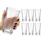 Jogo 6 Copos Alto Vidro Grosso 280ml Quadrado Transparente Jogo 6 Copos Alto Vidro Grosso 280ml Quadrado Transparente