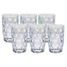 Jogo 6 Copos Alto Vidro Modelo Diamante 370ML Resistentes