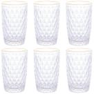 Jogo 6 Copos Altos Bico De Abacaxi 330ml Borda Dourada Lyor