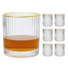 Jogo 6 Copos Baixo De Vidro Whisky Luxo Canelado 320ml