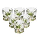 Jogo 6 Copos Baixo Palm Tree Handpaint 340ML Cristal