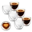 Jogo 6 Copos Caneca De Vidro Dupla Camada Coração Love 90ml