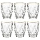 Jogo 6 Copos de Vidro Diamond Borda de Ouro 280ml Luxo Bebidas Água Suco Jogo 6 Copos de Vidro Diamond Borda de Ouro 280ml Luxo Bebidas Água Suco