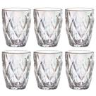 Jogo 6 Copos de Vidro Diamond Rainbow 280ml Luxo Bebidas Água Suco