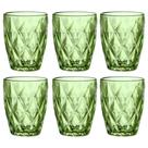 Jogo 6 Copos de Vidro Diamond Verde Esmeralda 280ml Luxo Bebidas Água Suco