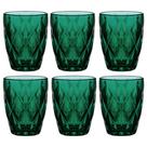 Jogo 6 Copos de Vidro Diamond Verde Jade 280ml Luxo Bebidas Água Suco
