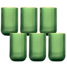 Jogo 6 Copos De Vidro Versalhes Verde Borda Dourada 420ml
