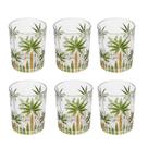 Jogo 6 Copos De Whisky água Baixo Cristal Coqueiro Palm Tree Wolff 340ml