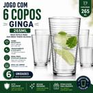 Jogo 6 Copos Ginga 265ml Vidro Transparente para Água Suco Refrigerante