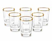 Jogo 6 Copos Para Shot Vidro Borda Ouro 50ml Pinga Cachaça