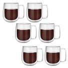Jogo 6 Copos Parede Dupla com Alça 350ml Borossilicato