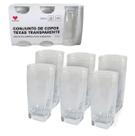 Jogo 6 Copos Quadrado Texas Vidro 320ml Luxo Resistente