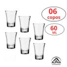Jogo 6 copos shot dose tequila vodka 60 ml vidro transparente