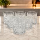 Jogo 6 Copos Vidro Drinks 340ml Transparente Lapidado Whisky