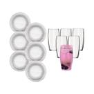 Jogo 6 Copos Vidro Oca 300ml E 6 Pratos Vidro Diamante Fundo