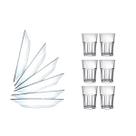 Jogo 6 Copos Vidro Vitamina 350ml + 6 Pratos Vidro Astral Fundo