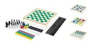 Jogo 6 Em 1 Xadrez Damas Trilha Ludo Dominó E Varetas Junges