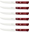 Jogo 6 Facas Churrasco Polywood aço Inox Tramontina Com Cabo De Madeira Vermelho Jogo 6 Facas Churrasco Polywood aço Inox Tramontina Com Cabo De Madeira Vermelho