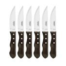 Jogo 6 Facas Jumbo Churrasco Polywood Aço Inox Castanho