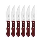 Jogo 6 Facas Jumbo Churrasco Polywood Aço Inox Vermelho