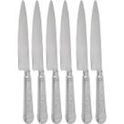 Jogo 6 Facas Mesa Churrasco Aço Inox 24cm Modelo Prateada Serrilhada