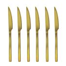 Jogo 6 Facas para Churrasco Aço Inox Dourado Premium Ibiza - Tuut