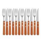 Jogo 6 Garfos e 6 Facas Cabo de Madeira Churrasco Astana 20cm Em Casa Tem Jogo 6 Garfos e 6 Facas Cabo de Madeira Churrasco Astana 20cm Em Casa Tem