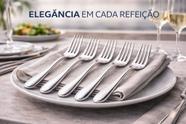 Jogo 6 Garfos Inox Angra Talheres para Almoço Jantar Mesa Elegante