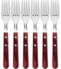 Jogo 6 Garfos Polywood Jumbo Aço Inox Cabo Madeira Vermelho Jogo 6 Garfos Polywood Jumbo Aço Inox Cabo Madeira Vermelho