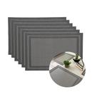 Jogo 6 Lugar Americano Retangular Mesa Cinza Preto 30x45cm PP Em Casa Tem