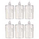 Jogo 6 Mini Velas Eletrônica Cristal LED Branco Quente 7,7cm - Art Christmas