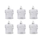 Jogo 6 Mini Velas Eletrônica Transparente LED Branco Quente 6cm