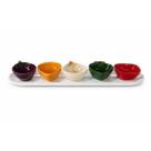 Jogo 6 petiqueiras 50ml legumes com bandeja ceramica scalla