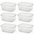 Jogo 6 potes 1300ml retangulares kit pote BPA free com tampa