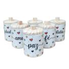 Jogo 6 Potes Multi-Uso 300ml Frases Motivacionais c/ pegadores - Kit Porcelana Jogo 6 Potes Multi-Uso 300ml Frases Motivacionais c/ pegadores - Kit Porcelana