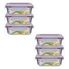 Jogo 6 Potes Vidro Hermetico Retangular Canelado 1520ml