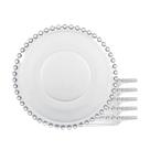 Jogo 6 Prato de Sobremesa Cristal Pearl Clear Transparente Bolinha Wolff 19cm