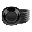 Jogo 6 Prato Fundo De Vidro Opalino Preto para Massas Risoto 21cm Quadrado Resistente Em Casa Tem