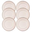 Jogo 6 Prato Raso de Jantar Cerâmica Linear Branco Premium 27cm Lyor
