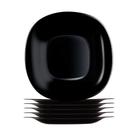 Jogo 6 Prato Raso Preto Quadrado Square 26cm Vidro Opalino Em Casa Tem