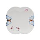 Jogo 6 pratos 24 cm de porcelana branca Borboletas Wolff - 18180