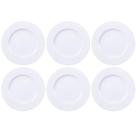 Jogo 6 Pratos Branco Tramontina de Porcelana 28cm Raso Mesa Posta Maria Augusta