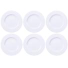 Jogo 6 Pratos Branco Tramontina de Porcelana 28cm Raso Mesa Posta Maria Augusta