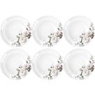Jogo 6 Pratos de Porcelana com Estampa Floral Germer Fundos Redondos 23cm Garden