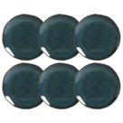 Jogo 6 Pratos de Sobremesa 19,5cm Orgânico Azul Oceano Bolo Torta Porto Brasil Mesa Posta