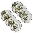 Jogo 6 Pratos de Sobremesa de Cerâmica 20cm Malibu Coqueiro Alleanza 1ª Linha
