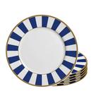 Jogo 6 Pratos de Sobremesa de Cerâmica Stripe Azul Alleanza 20cm